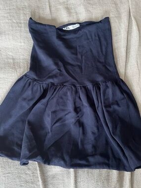 Zara Dark Navy Sleeveless Peplum Top